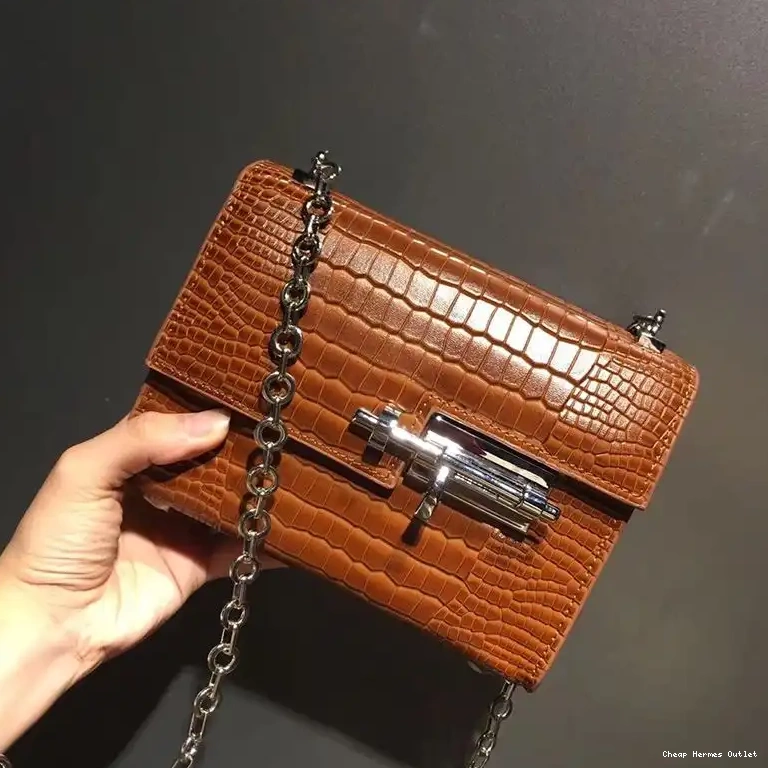 Palladium Verrou Leather Alligator Hermes Hardware In Chaine Brown Mini Bag 0509